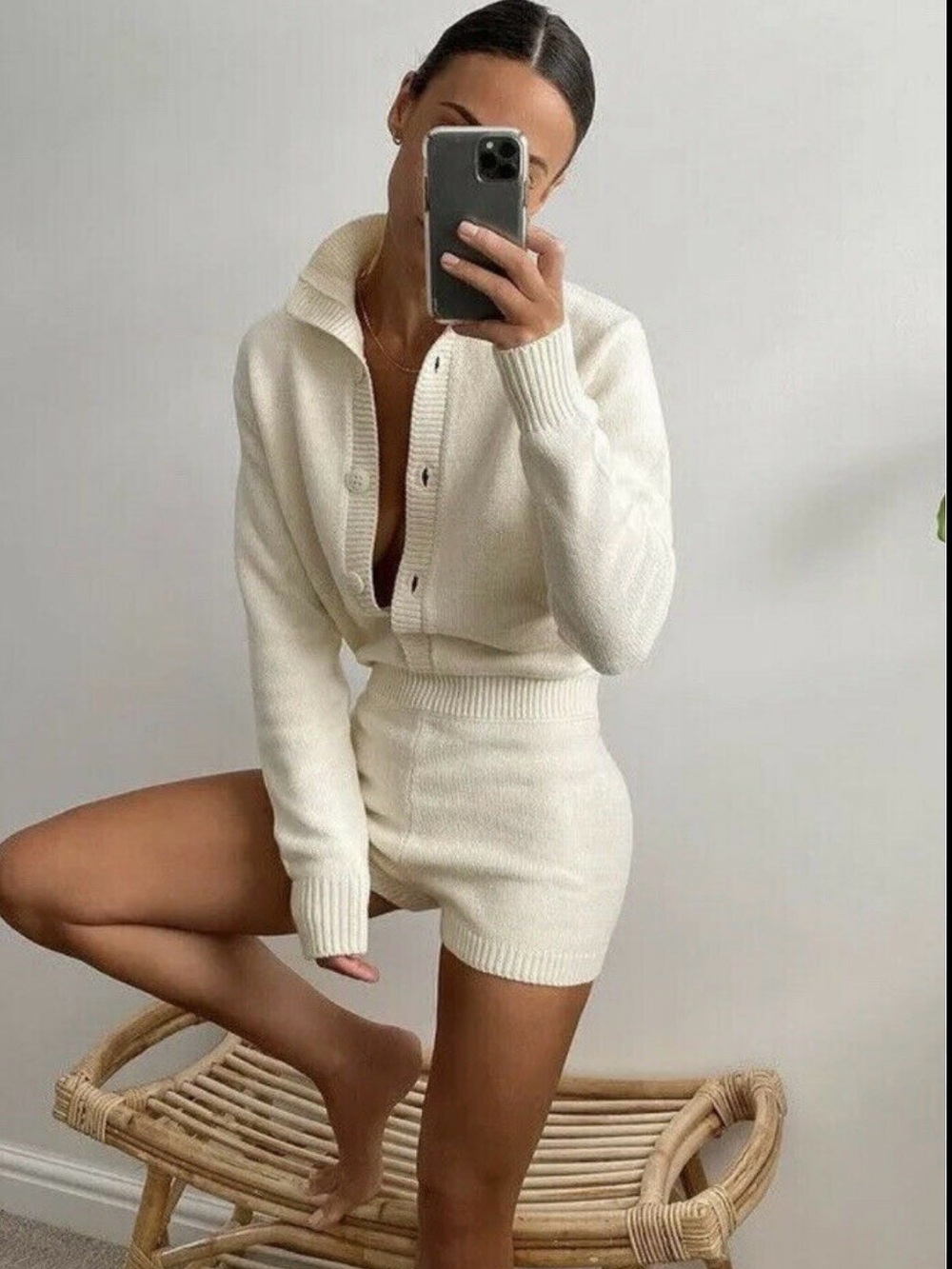 Zara Cream Knit Romper - Picture 3 of 8